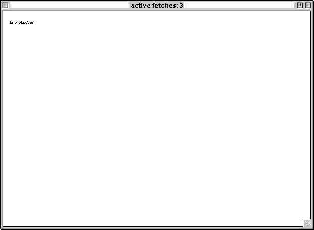 MacSurf showing first JavaScript output on Mac OS 9