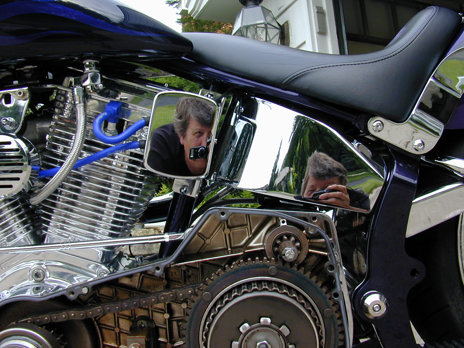 Gary's reflection in motorcycle chrome
